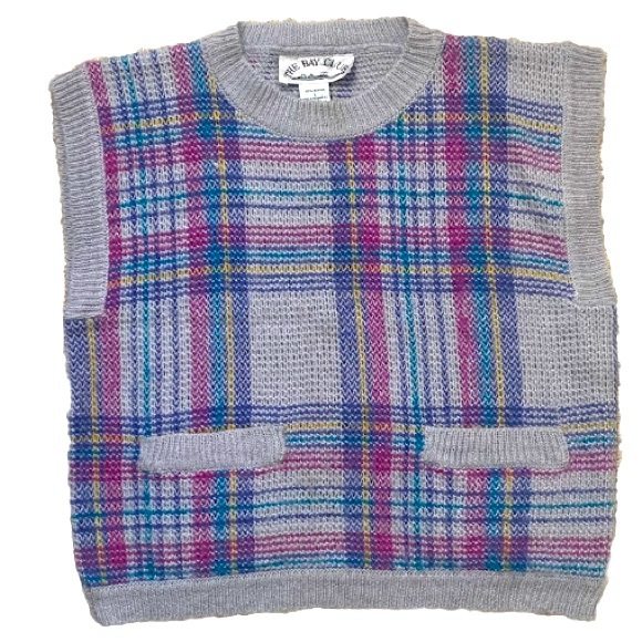 THE BAY CLUB | Vintage 90’s Plaid Knit Short Sleeve Pullover Sweater Large - Picture 7 of 16
